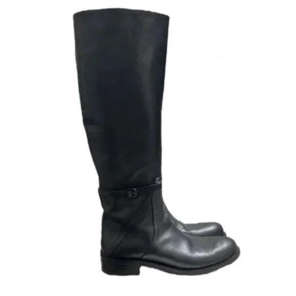 Bottega Venetta Black Leather Tall Riding Boots Size 37.5 - Picture 1 of 12